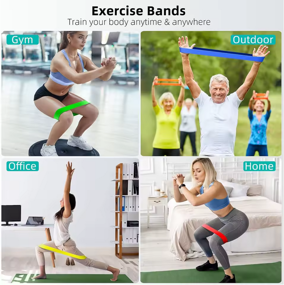 Set of 5 Yoga Resistance Rubber Bands for Bodybuilding, Pilates, and Fitness Workouts