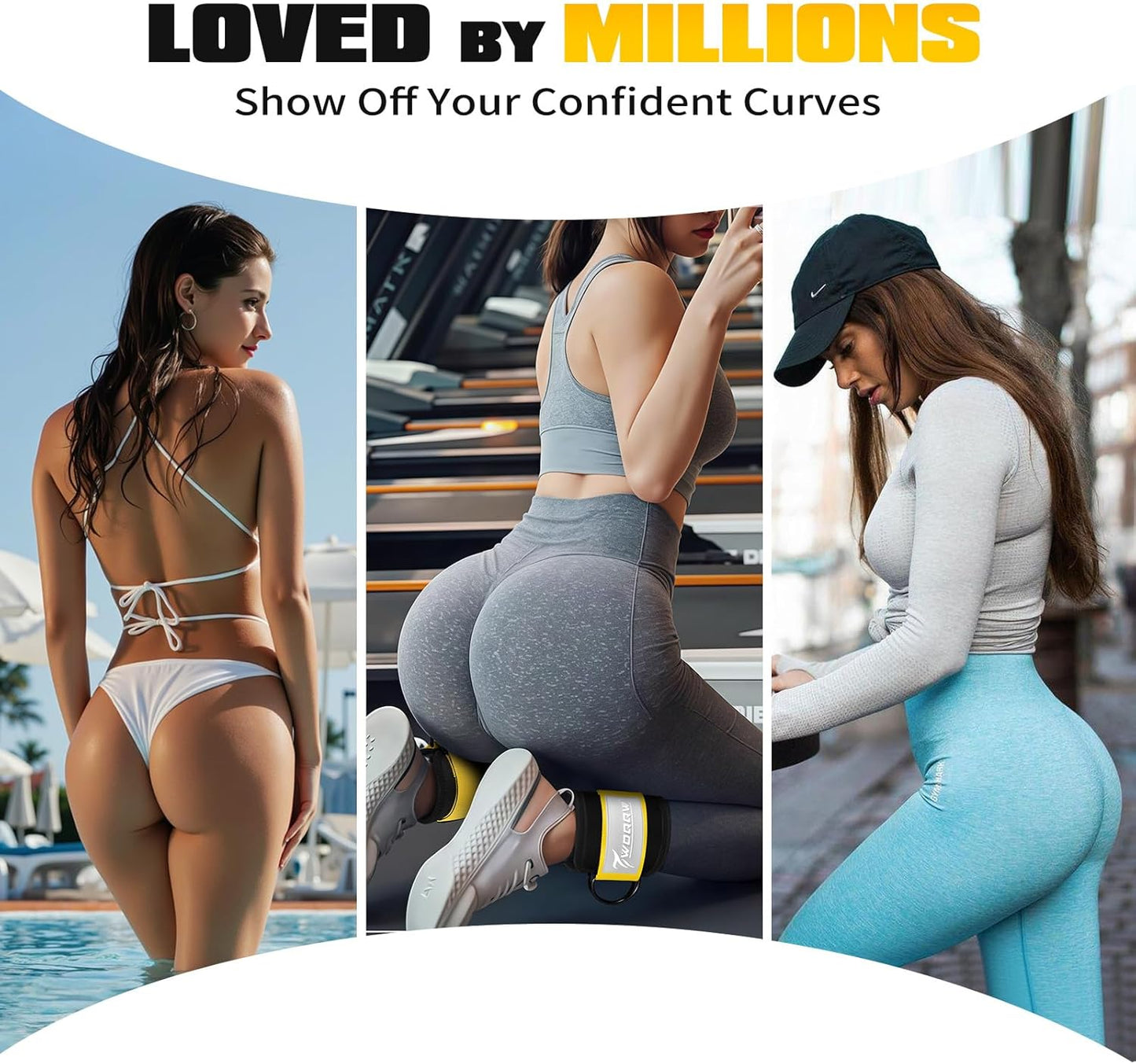 Ankle Resistance Bands with Cuffs, Ankle Weights for Women, Ankle Straps for Cable Machines, Legs and Glutes Workout Equipment, Home Gym Exercise Equipment for Booty Training, Kickback, Pilates