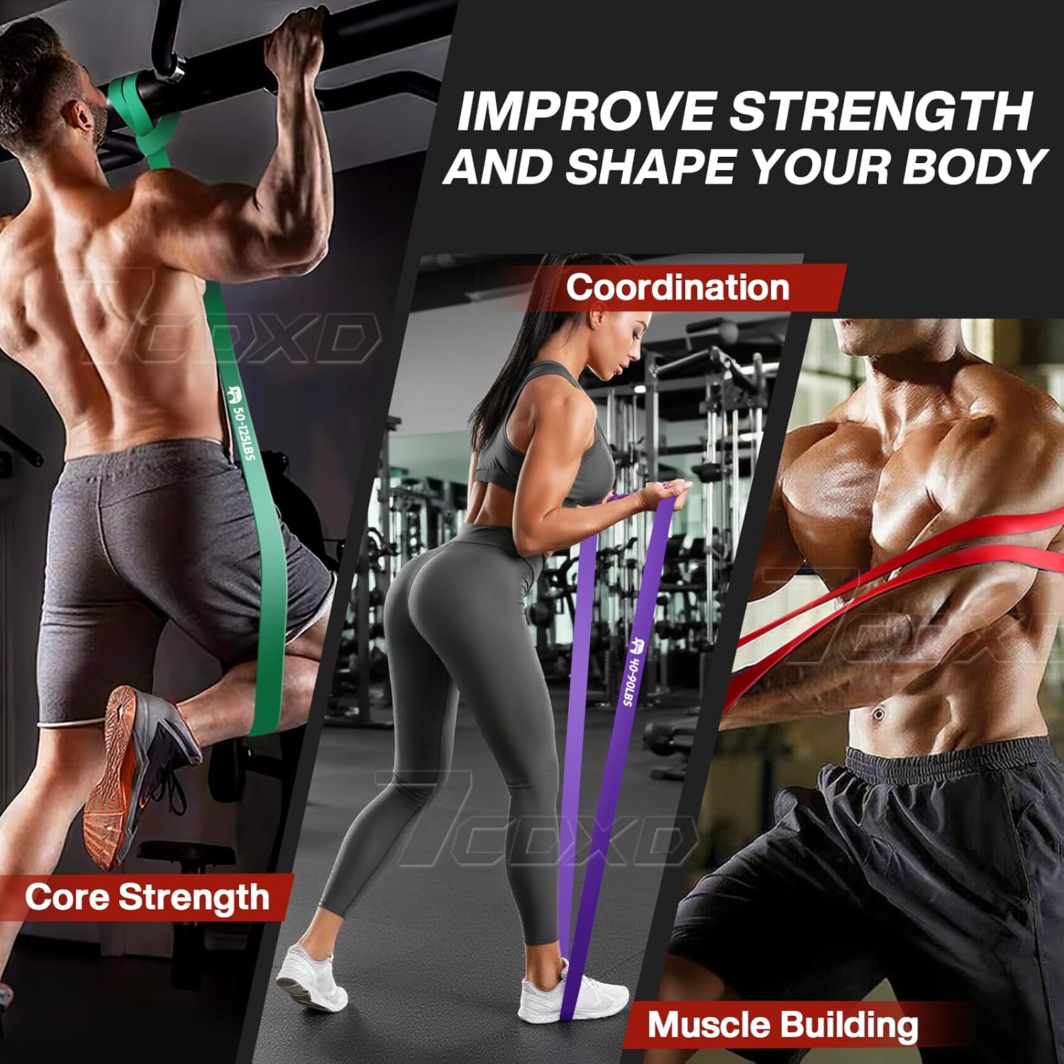 Resistance Bands Set, 6 Levels Pull up Bands with Handles, Door Anchor, Storage Bag, Exercise Bands for Bodyweight Training, Powerlifting, Muscle Building, Home Gym Workout