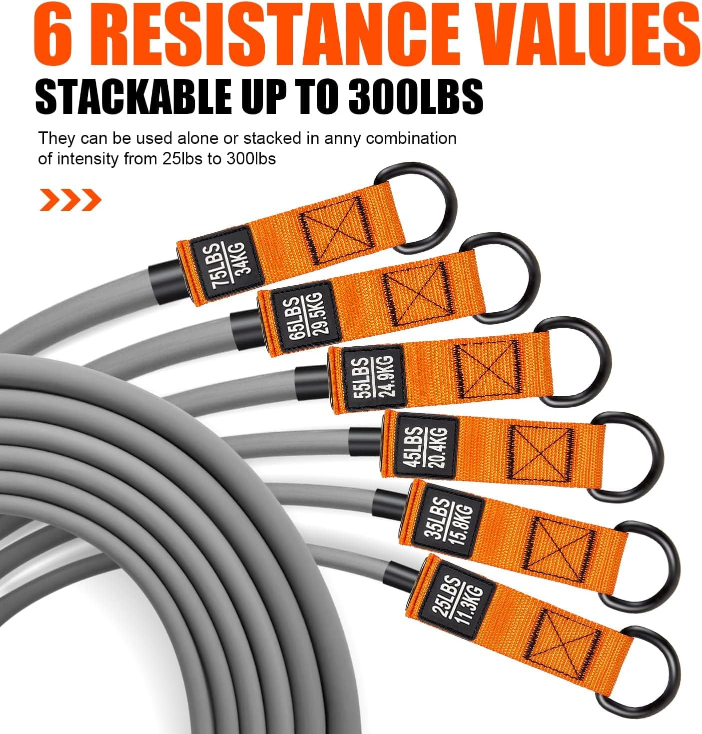 Heavy Resistance Bands 300Lbs, Weight Bands for Exercise with Handles, Door Anchor, Carry Bag, Workout Bands for Men, Physical Therapy, Muscle Training, Strength, Slim, Yoga, Home Gym Equipment