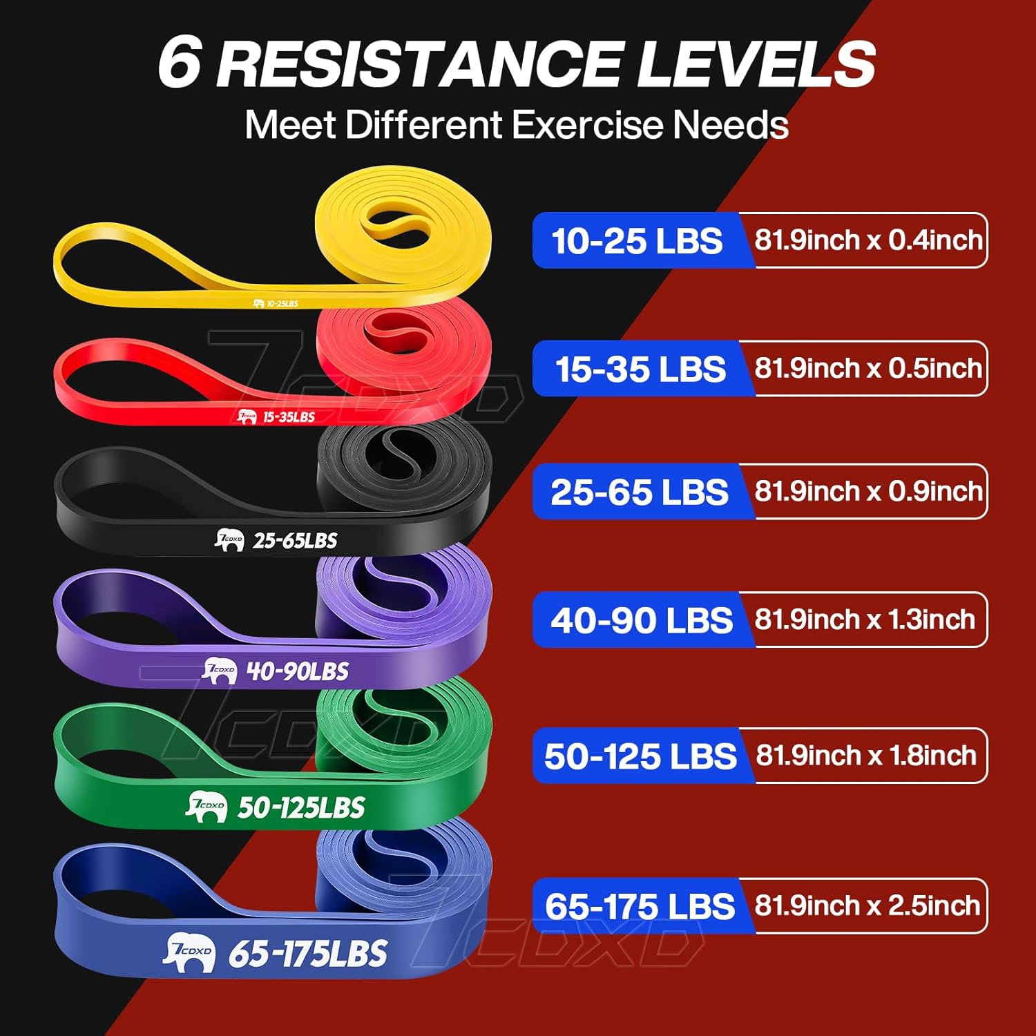 Resistance Bands Set, 6 Levels Pull up Bands with Handles, Door Anchor, Storage Bag, Exercise Bands for Bodyweight Training, Powerlifting, Muscle Building, Home Gym Workout