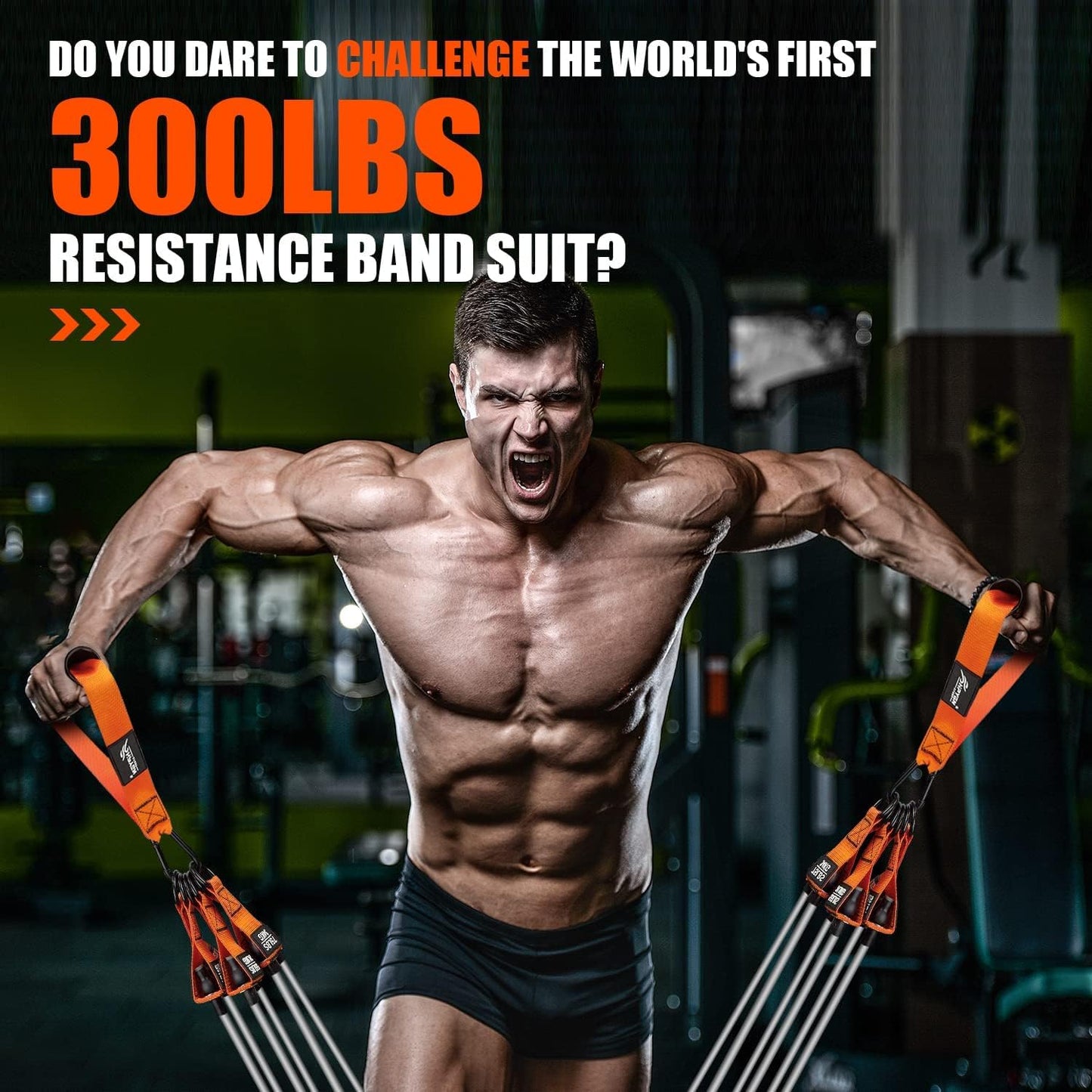 Heavy Resistance Bands 300Lbs, Weight Bands for Exercise with Handles, Door Anchor, Carry Bag, Workout Bands for Men, Physical Therapy, Muscle Training, Strength, Slim, Yoga, Home Gym Equipment