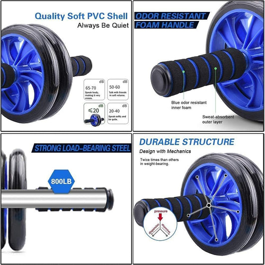 7-IN-1 Ab Roller Wheel Set With, 2 Push-Up Bars, Resistance Band, Skipping Rope, Hand Grip and Knee Pad, Fitness Workout at Home Gym, Multi-Functional Sports Equipment Father'S Day Gifts