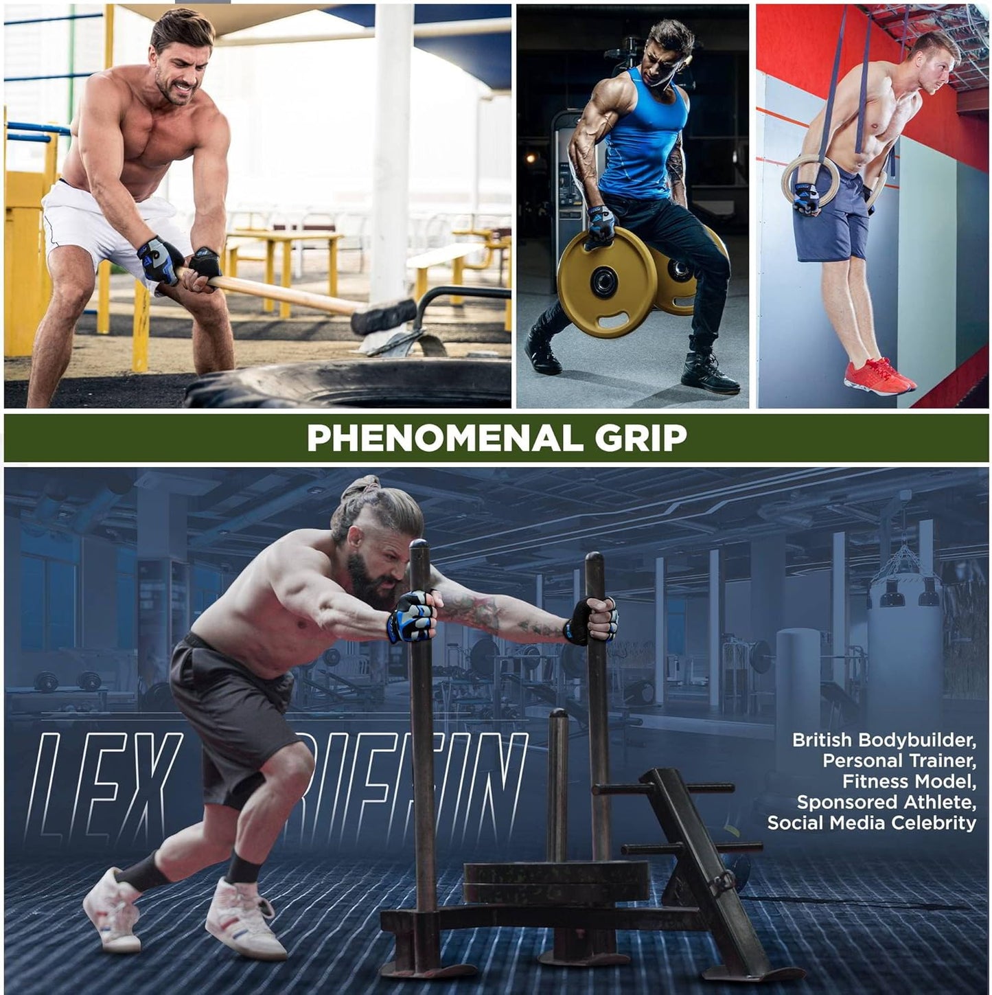 Weight Lifting Gloves Gym Fitness Workout, anti Slip Padded Palm Protection Elasticated Strength Training Equipment, Men Women Adult & Kids Half Finger Exercise Calisthenics Cycling Climbing Grips