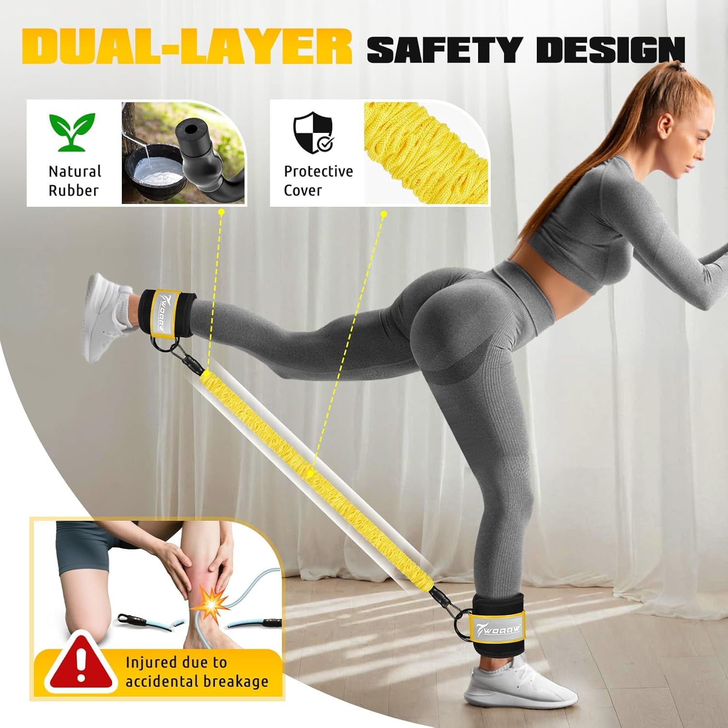 Ankle Resistance Bands with Cuffs, Ankle Weights for Women, Ankle Straps for Cable Machines, Legs and Glutes Workout Equipment, Home Gym Exercise Equipment for Booty Training, Kickback, Pilates
