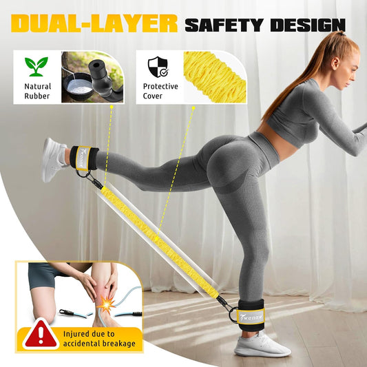 Ankle Resistance Bands with Cuffs, Ankle Weights for Women, Ankle Straps for Cable Machines, Legs and Glutes Workout Equipment, Home Gym Exercise Equipment for Booty Training, Kickback, Pilates