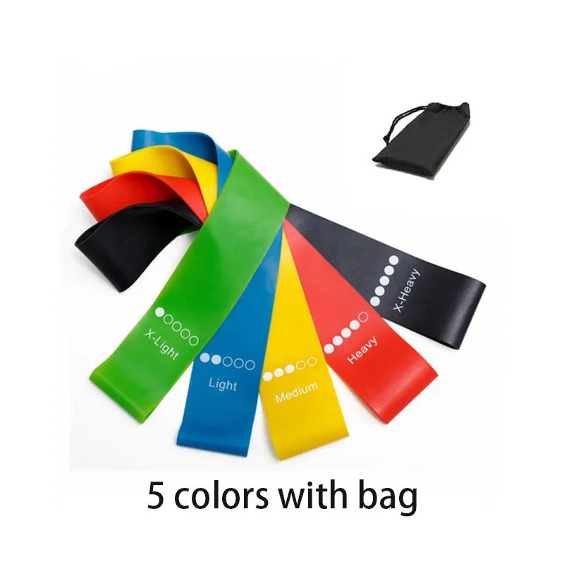 Set of 5 Yoga Resistance Rubber Bands for Bodybuilding, Pilates, and Fitness Workouts