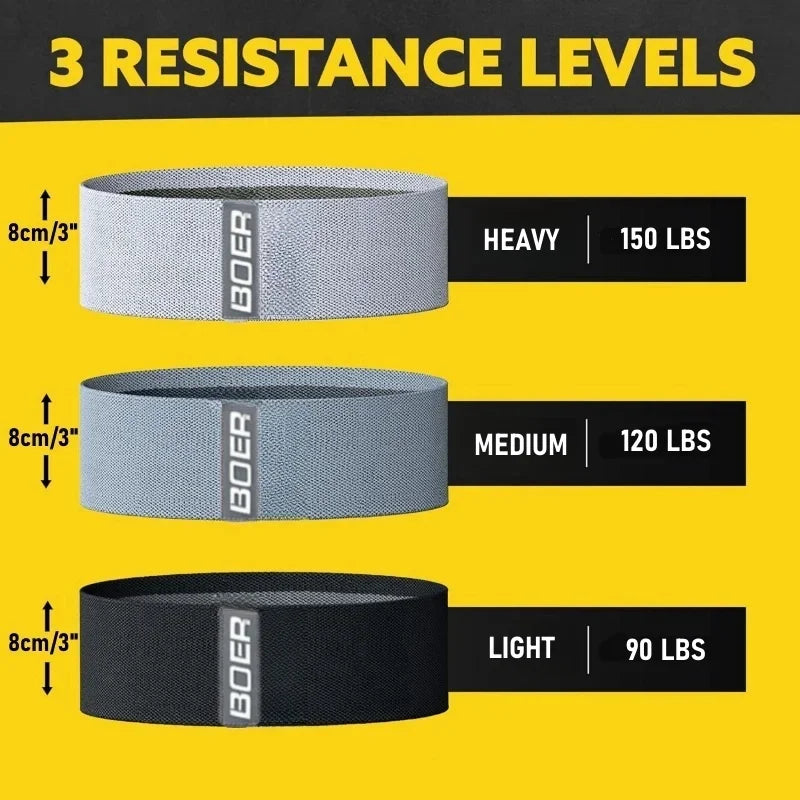 3-Piece Yoga Resistance Band Set - Elastic Hip Circle Expander for Home Workouts and Gym Fitness