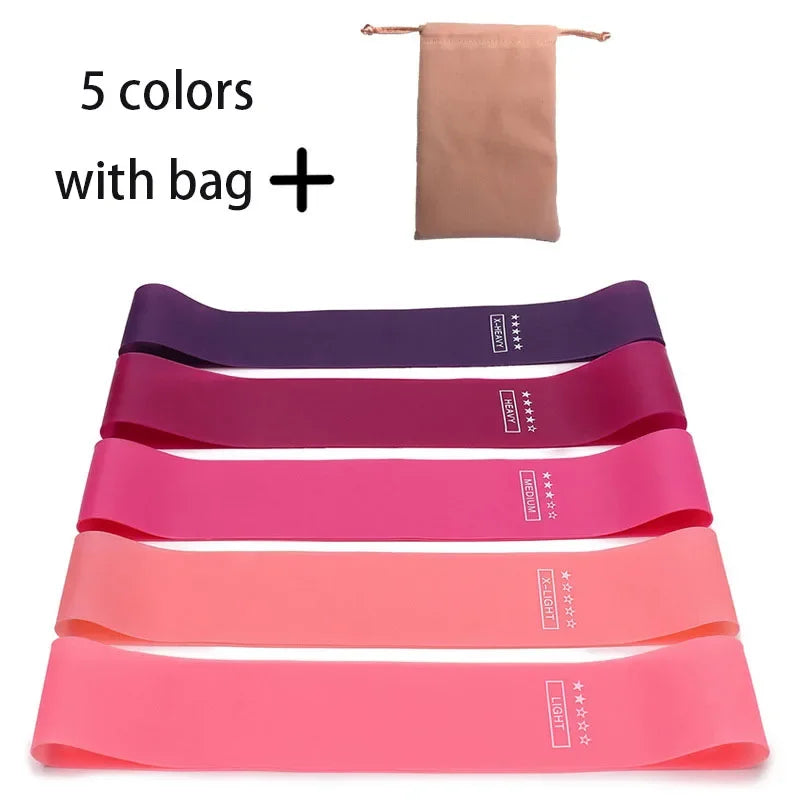 Set of 5 Yoga Resistance Rubber Bands for Bodybuilding, Pilates, and Fitness Workouts