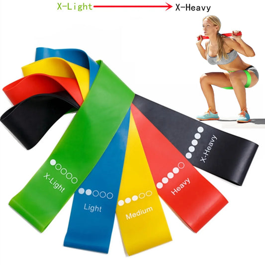Set of 5 Yoga Resistance Rubber Bands for Bodybuilding, Pilates, and Fitness Workouts