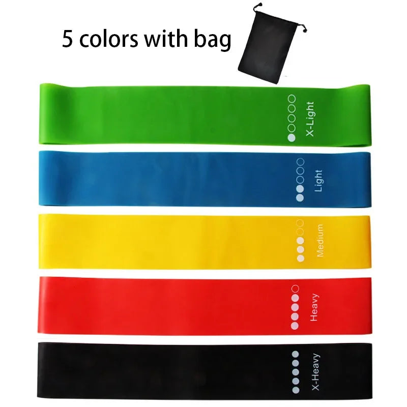 Set of 5 Yoga Resistance Rubber Bands for Bodybuilding, Pilates, and Fitness Workouts