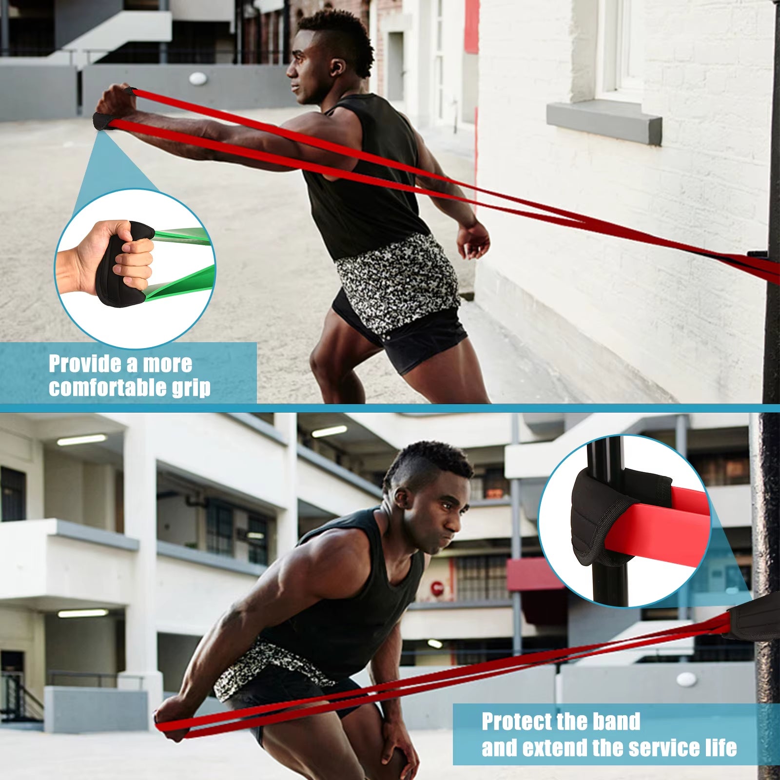 Pull-Up Assist Bands Set - 5 Resistance Loop Bands for Powerlifting and Stretching with Door Anchor and Handle Rope