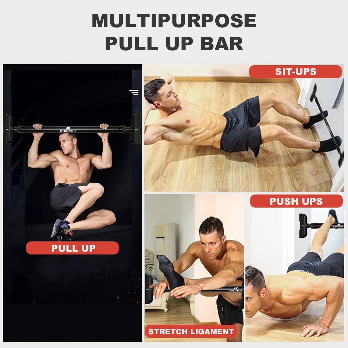 Door Pull up Bar Doorway Chin up Bar from 69-92 Cm (27.1In-36.2In) Workout Equipment for Home Gym Upper Body Workout 2X EXTRA Foam Padding for Ultimate Door Frame Protection