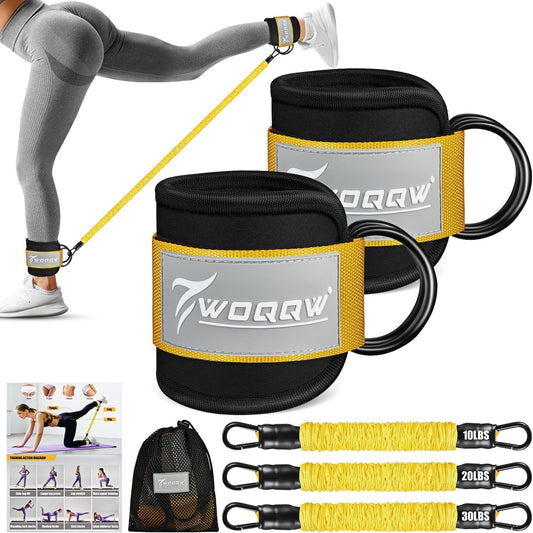 Ankle Resistance Bands with Cuffs, Ankle Weights for Women, Ankle Straps for Cable Machines, Legs and Glutes Workout Equipment, Home Gym Exercise Equipment for Booty Training, Kickback, Pilates